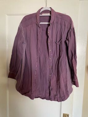 Free People Clean and Cool Solid Button Down Berry Cake
